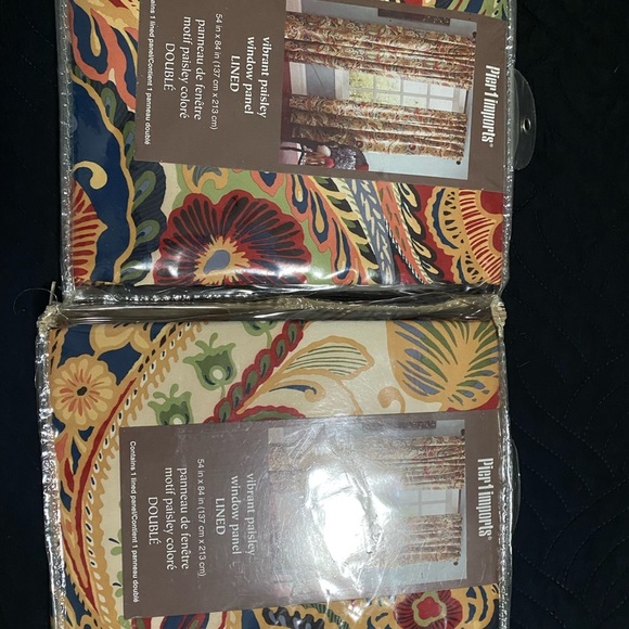 New Rare Pier 1 Vibrant Paisley Patterned Window Lined Curtain Panels 54”x 84” - Picture 5 of 11